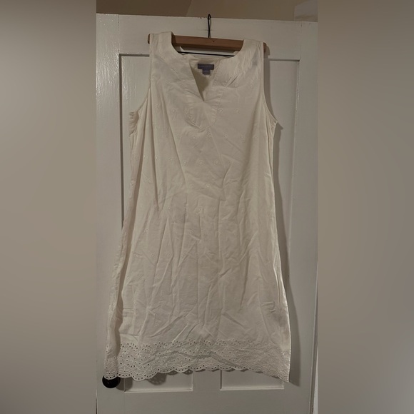 Laura Scott White Eyelet Sleeveless  Dress - Picture 1 of 7